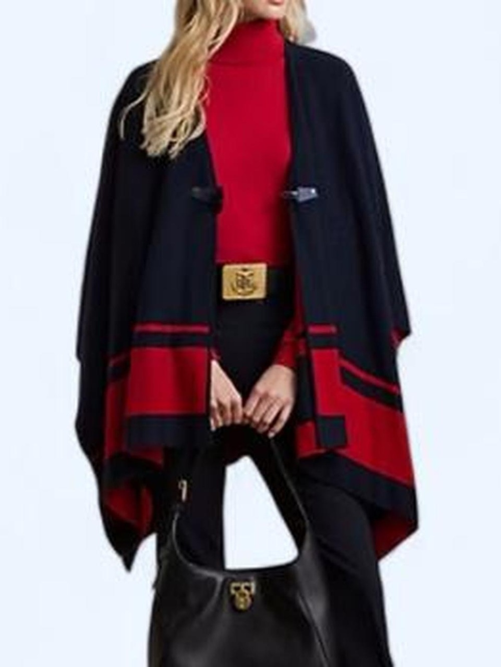 Ralph Lauren - Intarsia Poncho - Red and Navy - S/M